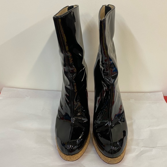 Oh Deer! Black Patent Red Bottom Boots - Picture 5 of 9